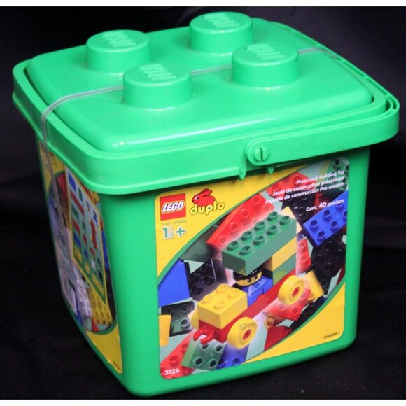 40 Pc 2001 Lego Duplo Baby Preschool Building Toy 3126 Container Bin Storage - Picture 2 of 8